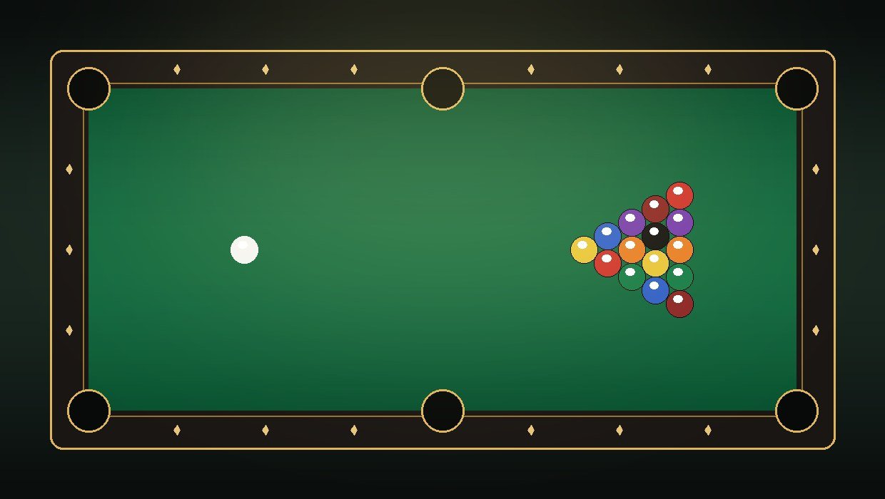 Diamond 7-foot pool table with a full rack, top-down view